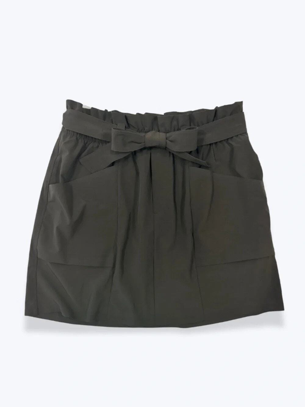 Athleta Skyline Skort Arbor Olive Paperbag Tie Waist Built-In Shorts Size 10